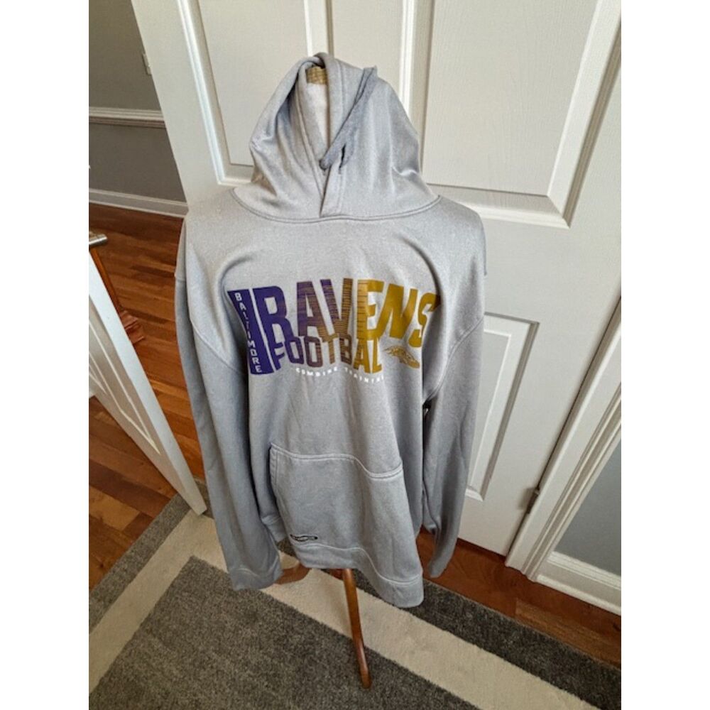NFL TEAM APPAREL BALTIMORE RAVENS COMBINE TRAINING GRAY HOODIE XXL